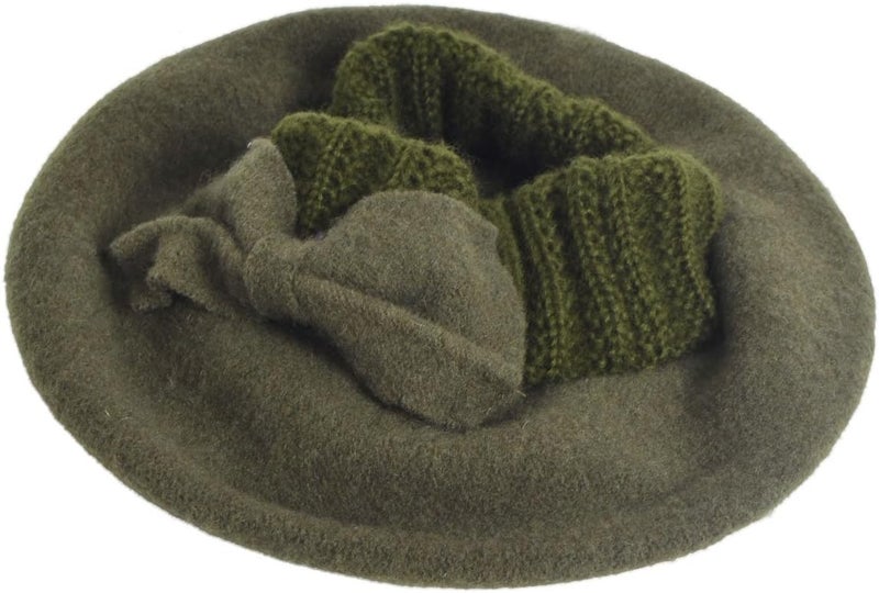 VECRY Lady French Beret 100% Wool Beret Floral Dress Beanie Winter Hat - Image 3